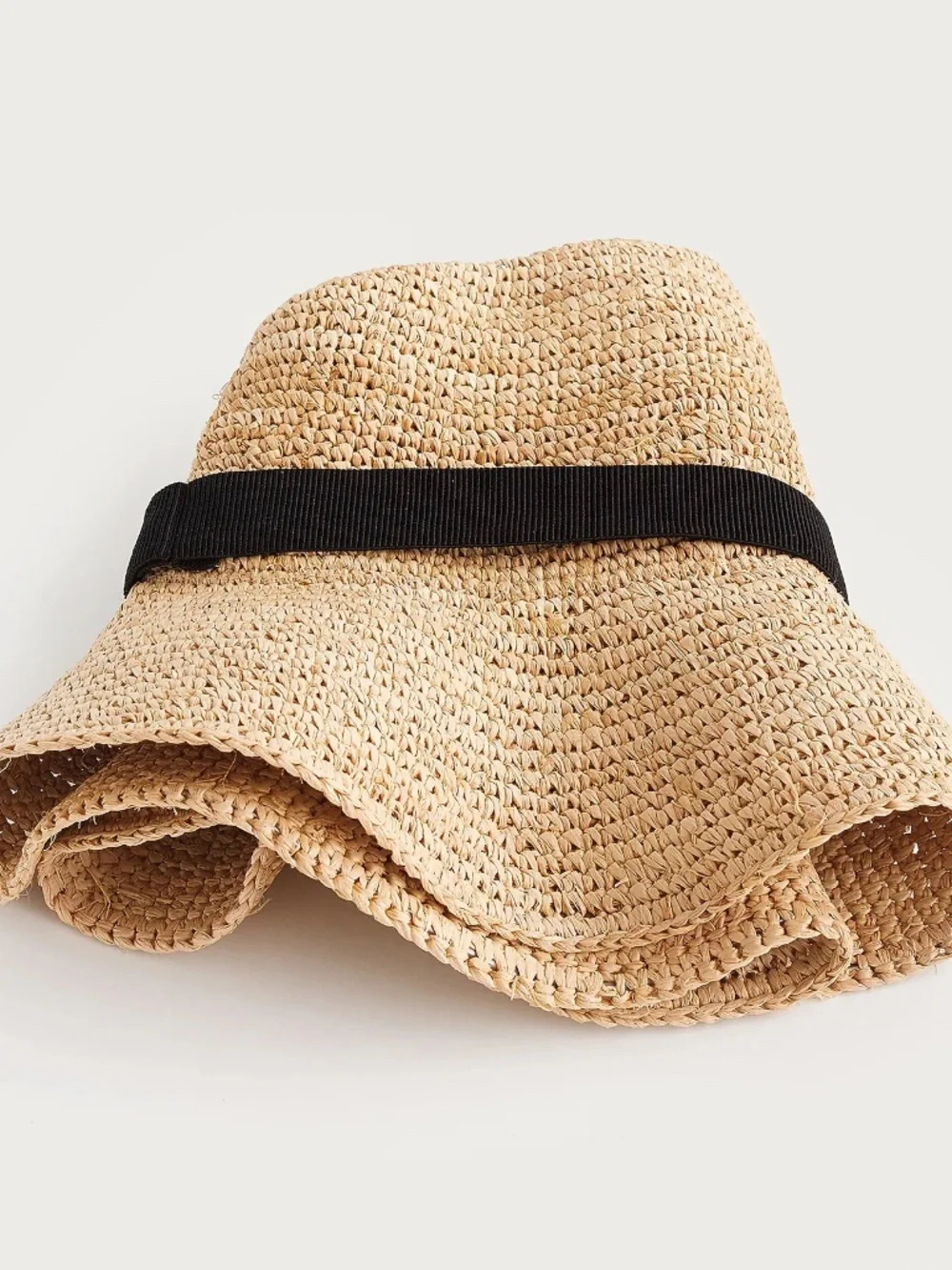 J Crew Wide-Brim Packable Straw Hat M/L